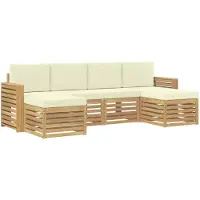 vidaXL Ensemble de canapés d'extérieur , 6 pièces, blanc et crème, en polyester