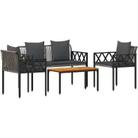 vidaXL Ensemble de mobilier de jardin , 4 pièces, en polyrotin gris et gris foncé