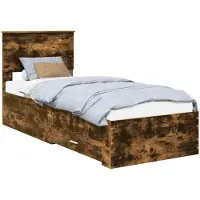 vidaXL Cadre de lit Chêne Fumé et Argent 75 x 190 cm Bois d'ingénierie