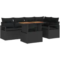 vidaXL Ensemble de canapés de jardin , 6 pièces, 5 places, noir et marron