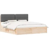 vidaXL Cadre de lit avec tête de lit rembourrée gris foncé 180 x 200 cm