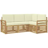 vidaXL Ensemble de salon de jardin 4 pièces, blanc et crème, en polyester