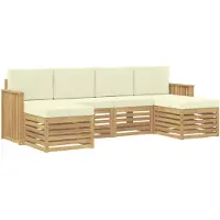 vidaXL Ensemble de canapés d'extérieur , 6 pièces, blanc et crème, en polyester