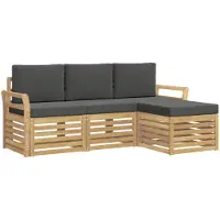 vidaXL Ensemble de canapés d'extérieur , 4 pièces, blanc et anthracite