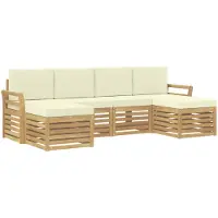 vidaXL Ensemble de canapés d'extérieur , 6 pièces, blanc et crème, en polyester