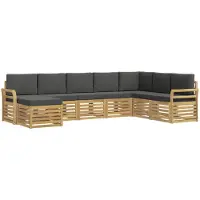 vidaXL Ensemble de salon de jardin 8 pièces, blanc et anthracite, en polyester