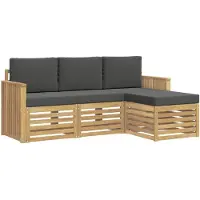 vidaXL Ensemble de canapés d'extérieur , 4 pièces, blanc et anthracite