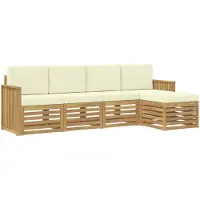 vidaXL Ensemble de salon de jardin , 5 pièces, blanc et crème, en polyester