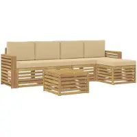 vidaXL Ensemble de canapés d'extérieur , 6 pièces, blanc et beige, en polyester