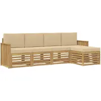 vidaXL Ensemble de canapés d'extérieur , 5 pièces, blanc et beige, en polyester