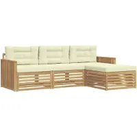 vidaXL Ensemble de salon de jardin, 4 pièces, blanc et crème