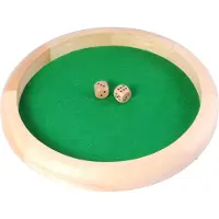 Longfield Games Piste de poker en bois Ø 29cm Plateau de dés, 2 dés en bois inclus