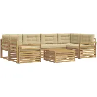 vidaXL Ensemble de canapés d'extérieur , 7 pièces, blanc et beige