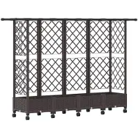 vidaXL Jardinière surélevée avec treillis et toit, marron, 202,5 x 40 x 127 cm, PP