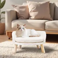 Bingopaw WISFOR Canapé pour chien avec housse douce, Canapé pour animaux de compagnie Canapé pour chat pieds en bois dossier,Lit pour chien 51.5x32cm