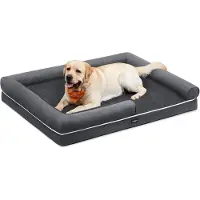 Feandrea Panier orthopédique pour chiens, modèle PGW079G01V1, avec housse amovible et lavable, dimensions : 135 x 107 x 23 cm, couleur : gris foncé