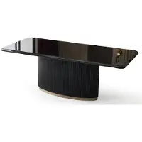 AEA Table à manger noire élégante, de forme rectangulaire, avec un design brillant, idéale pour une salle à manger