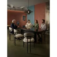 Xl Moebel Gmbh Ensemble de salle à manger moderne, comprenant une table à manger noire et six chaises rembourrées, de style luxueux