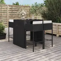 Prolenta Maison Exclusive - Ensemble bar de jardin 5 pièces avec coussins, rotin synthétique noir