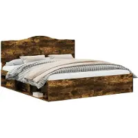 vidaXL Cadre de lit Chêne fumé 200 x 200 cm Pin massif