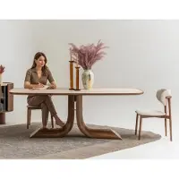 Xl Moebel Gmbh Ensemble de chaises de salle à manger, style moderne, structure en bois beige, design élégant