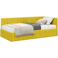 vidaXL Structure de lit à angle avec matelas et tête de lit, 2 pièces, jaune, velours