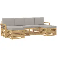 vidaXL Ensemble de canapés d'extérieur , 6 pièces, blanc et gris clair