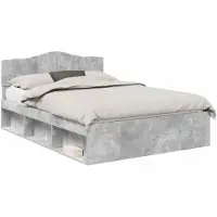 vidaXL Cadre de lit Béton Gris 150 x 200 cm Pin massif