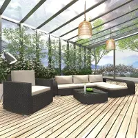 Prolenta Maison Exclusive - Salon de jardin 8 pièces avec coussins en polyrotin noir