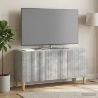 Prolenta Meuble TV exclusif - Dimensions : 99 x 34,5 x 50 cm. Matériau : panneau de particules, finition gris béton