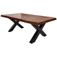 Meublorama Table basse ORKAN 110 cm en bois massif de Sheesham et métal noir