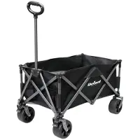 Rebel RBA-5503 : Chariot de transport pliable pour jardin, capacité de 150 litres, charge maximale de 100 kg, couleur noire