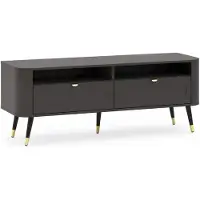 3Xeliving Meuble TV : 2 tiroirs, noir, 138 cm, 2 x 40 x 52 cm, 6 cm de hauteur