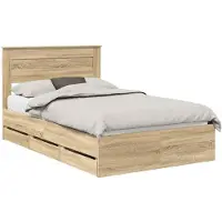 vidaXL Cadre de lit en chêne Sonoma 120 x 190 cm Bois d'ingénierie