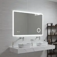 Pro-Tec Miroir de salle de bain LED 'Scafa' avec 120 LED cadre en aluminium 100 x 70 cm blanc