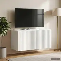 Prolenta Meuble TV mural exclusif, blanc, 59,5 x 31 x 30 cm, en panneaux de particules