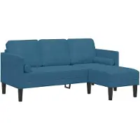 vidaXL Ensemble canapé avec coussins Bleu Polyester