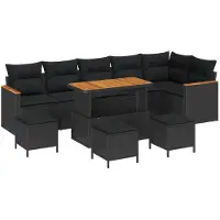 vidaXL Ensemble de canapés de jardin , 10 pièces, 6 places, noir, en résine tressée
