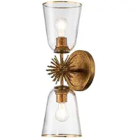 Elstead Lighting Elstead Staring Wandleuchte E27 2-fach Gebeiztes Gold Klar (E27)