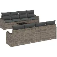 vidaXL Ensemble de canapés de jardin , 9 pièces, 8 places, gris