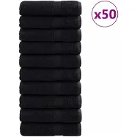 vidaXL Serviettes d'Invité 600 gsm SOLUND 50 pcs Noir 50 x 100 cm