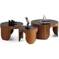 AEA Table basse en bois, design moderne, couleur marron, forme ronde, neuve, élégante et stylée