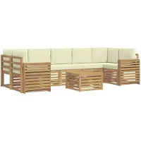 vidaXL Ensemble de canapés d'extérieur , 8 pièces, blanc et crème, en polyester