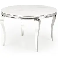Feldmann-Wohnen Table de salle à manger, table de cuisine, modèle Reginald, dimensions 120x120x76 cm, couleur au choix : blanc marbre / argent