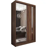MargaretHadas24 Armoire de 120 cm Gabo avec miroir, comprenant 2 portes coulissantes. Armoire coulissante (couleur : Noyer Warmia)