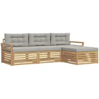vidaXL Ensemble de canapés d'extérieur , 4 pièces, blanc et gris clair