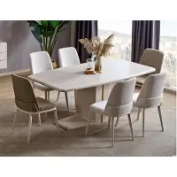 AEA Table basse en travertin et laque beige – Design vintage, style postmodern