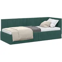 vidaXL Cadre de lit d'angle avec tête de lit vert foncé 80 cm x 200 cm velours