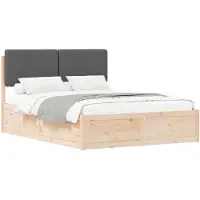 vidaXL Cadre de lit avec tête de lit rembourrée gris foncé 135 x 190 cm