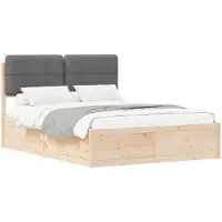 vidaXL Cadre de lit avec tête de lit rembourrée gris foncé 140 x 190 cm